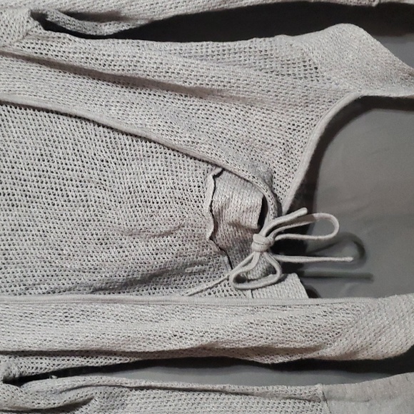 Eloise Gray Crochet Wrap Sweater Cardigan - Picture 8 of 11